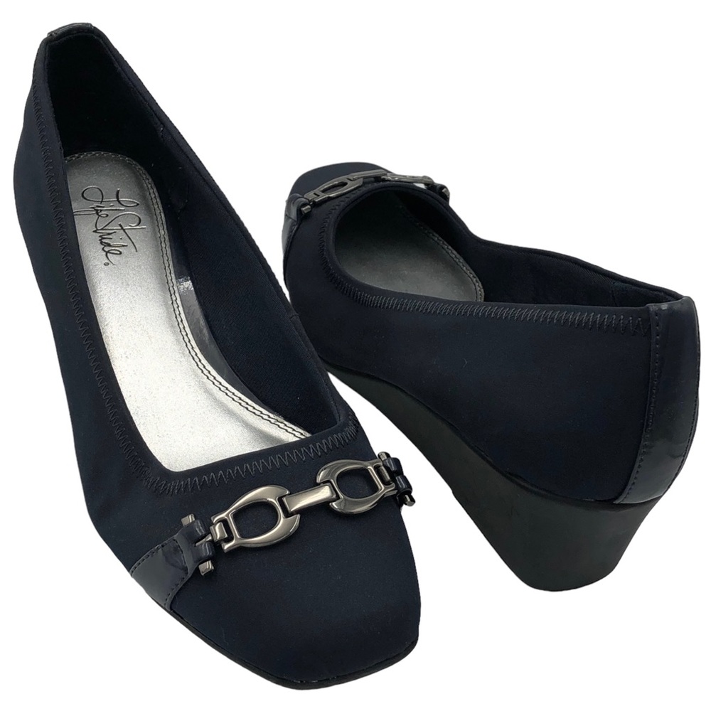 Life Stride Galley Black Wedges Size 9